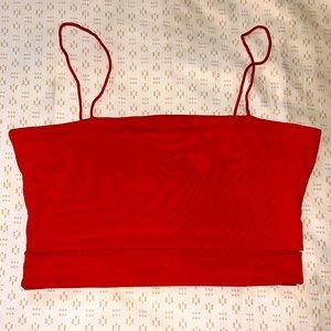 Red cut-out cropped tank